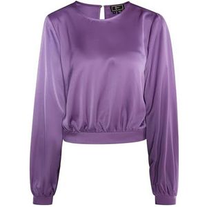 TEIMA - Damesblouse - Lila - Lange Mouwen - Glanzende Satijnen Stof