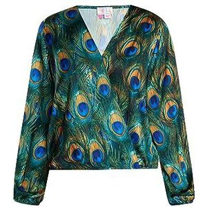 NAEMI Damesblouse, turquoise meerkleurig, XS