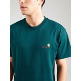 Carhartt WIP - S/S American Script T-Shirt - Groen - Heren - Katoen