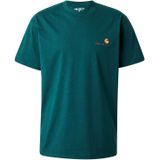Carhartt WIP - S/S American Script T-Shirt - Groen - Heren - Katoen