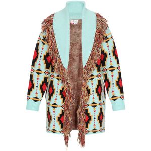 IZIA - Gebreid Vest - Hemelsblauw - Aztec Print