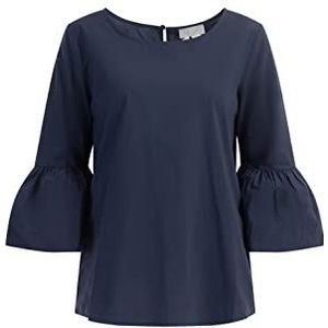 LYMOA dames katoenen blouse, marineblauw, M