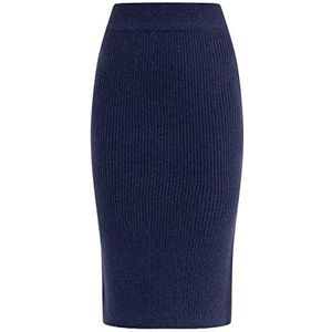 ALARY Gebreide midi-rok voor dames, marineblauw, XS-S