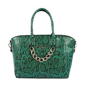 Tweek Dames Tote Bag, GROEN ZWART, groen/zwart