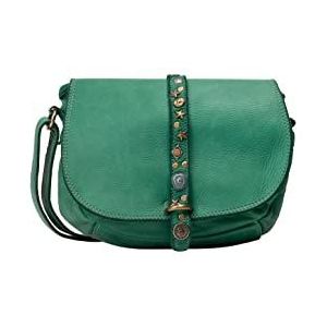 Gaya Leren tas voor dames met klinknagels, GROEN, groen