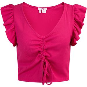MYMO - Top - Fuchsia - Jersey - V-hals - Kwartmouw