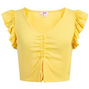 Mymo - Top - Lichtgeel - Gebreide Top - Korte Mouwen