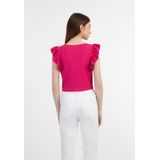 MYMO - Top - Fuchsia - Jersey - V-hals - Kwartmouw