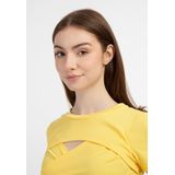 Mymo - T-shirt - Lichtgeel - Dames - Cropped Model - Korte Mouwen