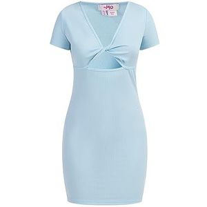 myMo Ribgebreide mini-jurk voor dames, Lichtblauw