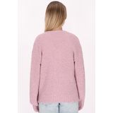 MYMO - Gebreid Vest - Oudroze - Effen - V-hals - Lange Mouwen