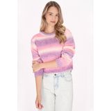 Mymo - Jumper - Roze - Veelkleurig - Korte Trui met Ronde Halslijn