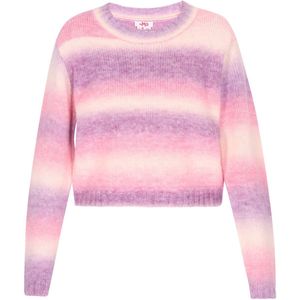 Mymo - Jumper - Roze - Veelkleurig - Korte Trui met Ronde Halslijn