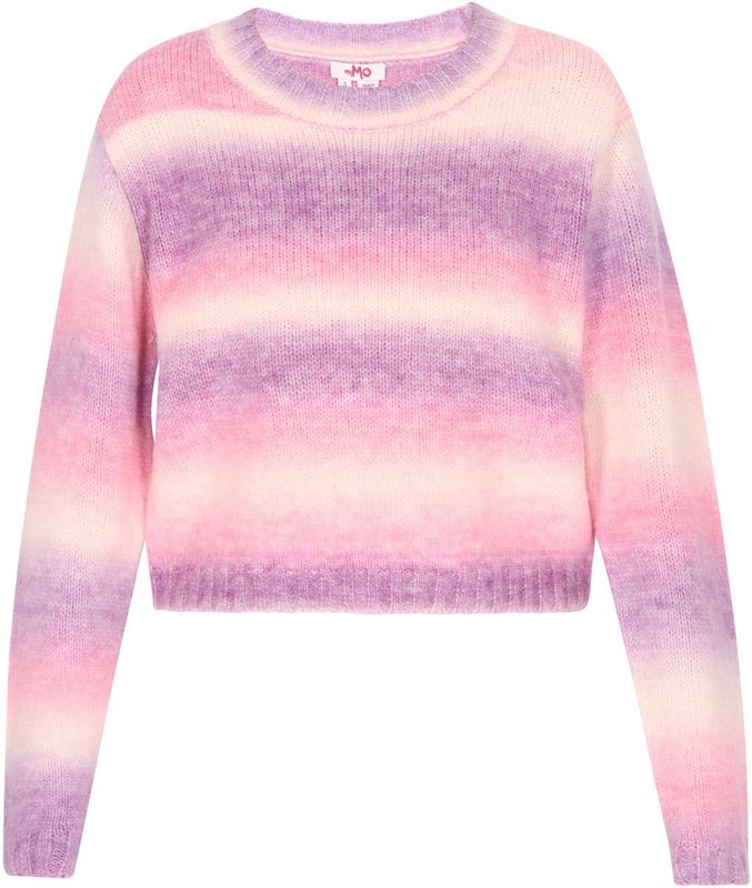 Mymo - Jumper - Roze - Veelkleurig - Korte Trui met Ronde Halslijn