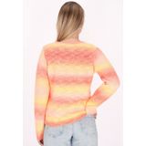 Mymo - Jumper - Oranje - Dames - Korte Trui met Gestreept Ombre-patroon