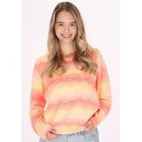 Mymo - Jumper - Oranje - Dames - Korte Trui met Gestreept Ombre-patroon