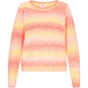 Mymo - Jumper - Oranje - Dames - Korte Trui met Gestreept Ombre-patroon