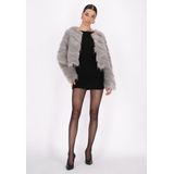Mymo - Jas - Grijs - Dames - Nauwsluitend Imitatiebont