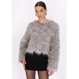 Mymo - Jas - Grijs - Dames - Nauwsluitend Imitatiebont