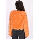 Mymo - Jas - Oranje - Dames - Cropped Jack - Pluizige Textuur