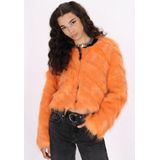Mymo - Jas - Oranje - Dames - Cropped Jack - Pluizige Textuur
