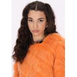 Mymo - Jas - Oranje - Dames - Cropped Jack - Pluizige Textuur