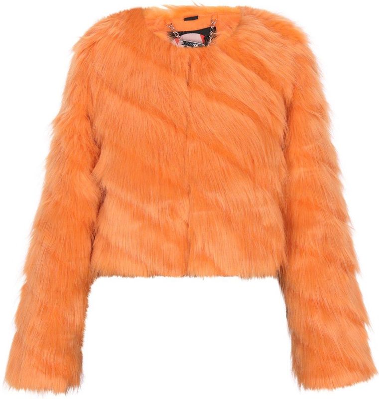 Mymo - Jas - Oranje - Dames - Cropped Jack - Pluizige Textuur