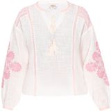 Usha - Blouse - Regular Fit - V-hals - Lange Mouwen - Folklorische Patronen