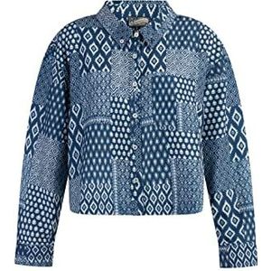 ICELOS Damesblouse met lange mouwen, Donker marinierprint, M
