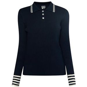 ALARY Pull en tricot pour femme, Bleu marine, XS-S