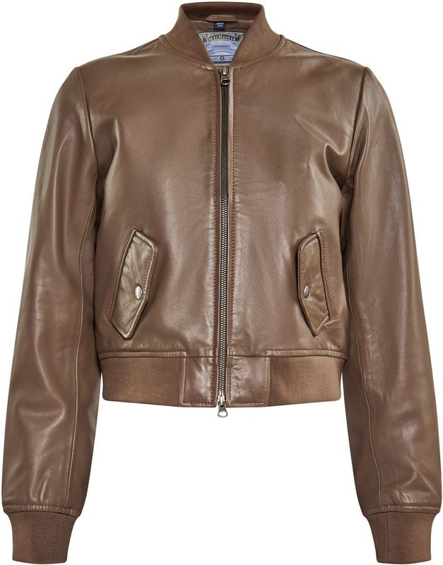 Dreimaster - Jas - Taupe - Dames - Bomberjack - Lamsleer