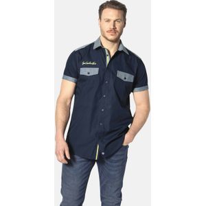 Jan Vanderstorm Overhemd Korte mouw donkerblauw