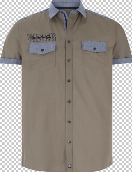 Jan Vanderstorm - Overhemd - Beige - Comfort Fit - Halve Mouw