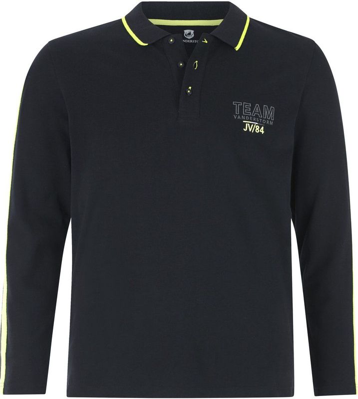 Jan Vanderstorm herren Poloshirt Met Lange Mouwen - 56/58 - zwart