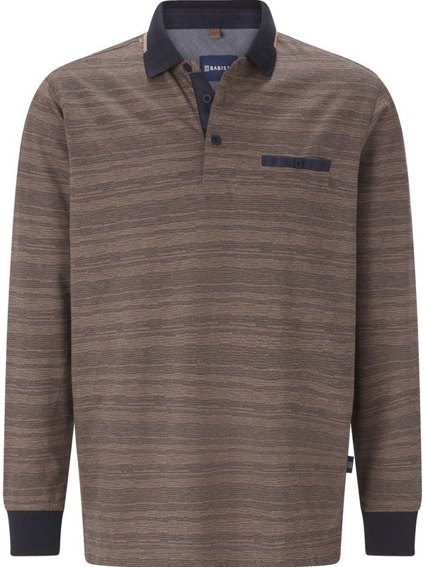 ALRENTI - Poloshirt - Lichtbruin Melange - Lange Mouwen - Strijkvrij en Ademend