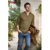 Shirt - OLINDONI - Donkergeel Gestreept - Katoen