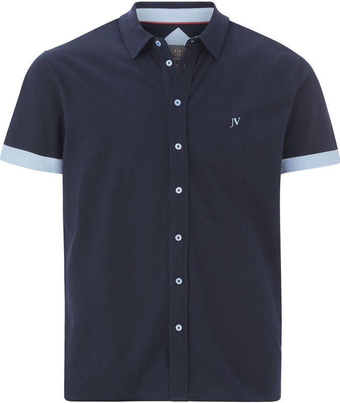 Jan Vanderstorm Overhemd Korte mouw donkerblauw