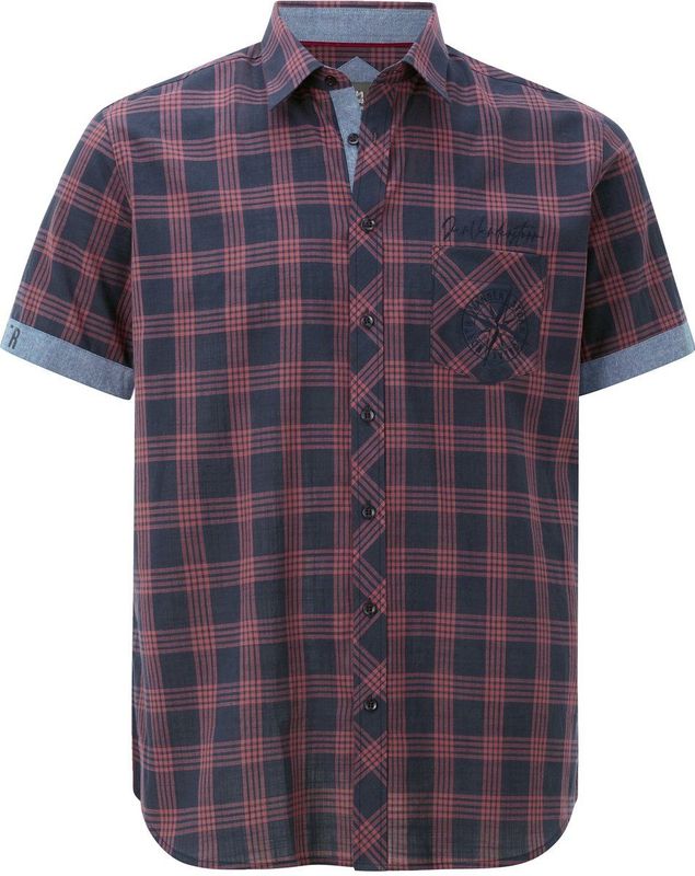 Jan Vanderstorm heren shirt met korte mouwen Teoper, donkerblauw, L