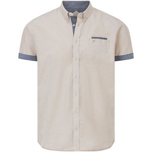 Overhemd met korte mouwen MILOS lichtbruin gestreept