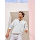 TALMAR - Sweatshirt - Lichtblauw - Honingraatstructuur - Kraag met Ritssluiting