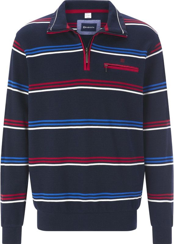 ULRAN - Sweatshirt - Gestreept - Kraag met Rits - Borduursel