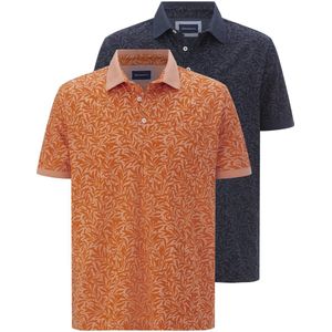 FALDIN - Poloshirts - Bloemenpatroon - Korte Mouwen - 2-Pack
