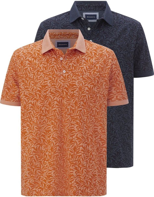 FALDIN - Poloshirts - Bloemenpatroon - Korte Mouwen - 2-Pack
