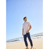 Overhemd - Rood Gestreept - ELVARIN - Korte Mouwen