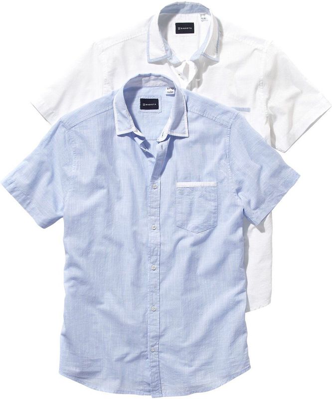 Overhemden - THARIN - Set van 2 - Wit en Lichtblauw