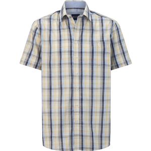 Overhemd - Geel - NAVOR - Korte Mouwen - Geruit