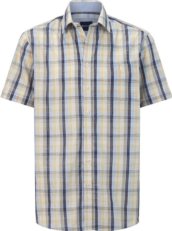 Overhemd - Geel - NAVOR - Korte Mouwen - Geruit