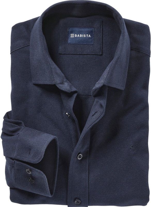 BRANAR - Overhemd - Donkerblauw - Piquéstof - Lange Mouwen