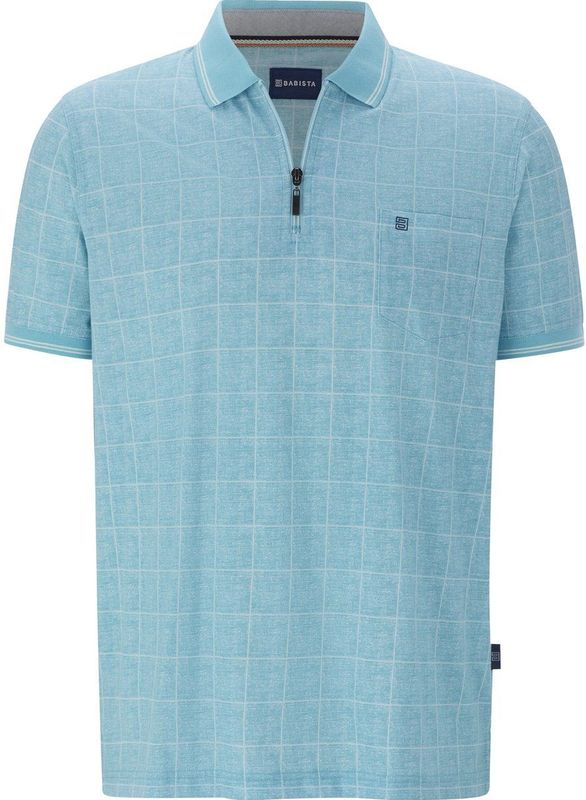 KARELO - Poloshirt - Petrol - Patroon - Ademend - Ritssluiting Kraag