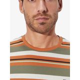 T-shirt KALVINO - Olijf - Gestreept